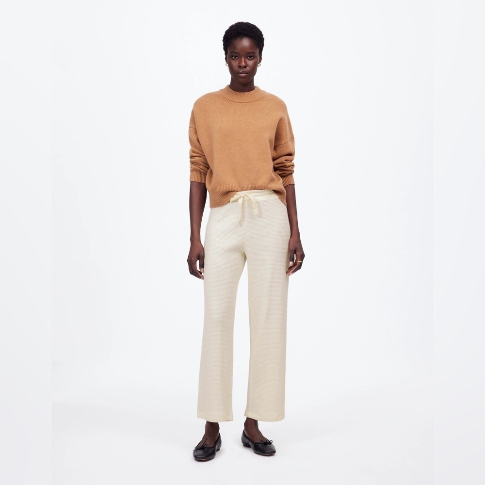 Madewell Waffle-Knit Straight-Leg Sweatpants in Cream Medium NWT